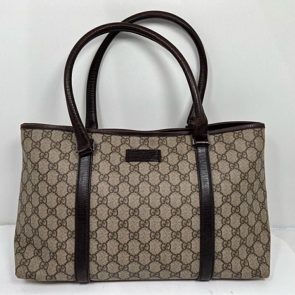 GUCCI GG Supreme Tote Bag PVC Beige